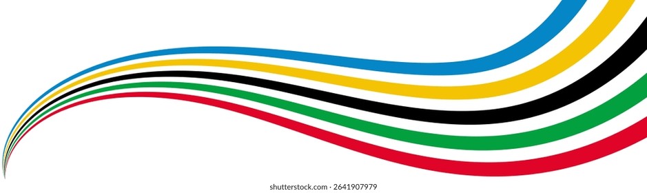 Olympic games banner. Colored Olympic Games abstract curved rainbow wave isolated