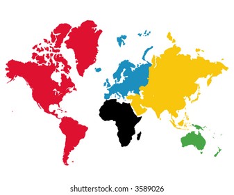 Olympic games colored continents - vector -