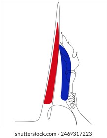 Olympic Games in France linear drawing. Olympic flame. Logo, badge, emblem. No artificial intelligence.