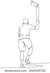 Olympic Games in France linear drawing. Olympic flame. Logo, badge, emblem. No artificial intelligence.