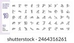 Olympic games icon 50 set single stroke vector collection expandable and color changeable pixel perfect arrow set