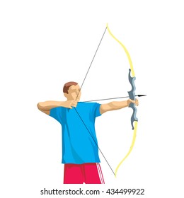 Olympic Games Illustration, Archery Player Athlete Vector Icon On White Background