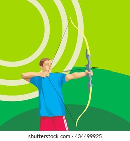 Olympic Games Illustration, Archery Player Athlete Vector icon