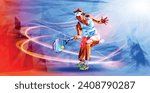 Olympic games, Paris 2024. Tennis Olympic games, Olympic games, The 2024 Summer Olympics.  Paris 2024. vector illustration in triangles runner.  Sport tennis of triangle . Vector