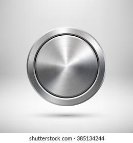 Olympic Games Silver Medal Template. Abstract Circle Geometric Badge, Technology Perforated Button With Metal Texture, Chrome, Steel For Logo, Design Concepts, Interfaces, Apps. Vector Illustration.