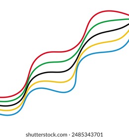 Olympic games straight lines, Olympic color ring, game line, modern, design vector illustration.