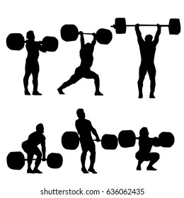 Olympic games, Tokyo 2021 Clean and Jerk Silhouette of  weightlifter