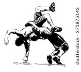 Olympic games, Tokyo 2021 sketch of Greek Roman wrestling