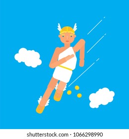 Olympic god Hermes. Stock vector illustration of myth creature . Flat style