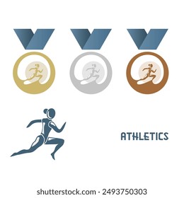 Olympic medals for athletics (gold, silver, bronze)