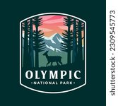 Olympic National Park Emblem Patch Logo Illustrations.