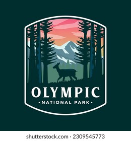 Olympic National Park Emblem Patch Logo Illustrations.