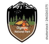 Olympic national park illustration t shirt design. Olympic National park tree and hill t-shirt vector.

