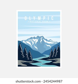 Olympic National Park poster vector illustration design