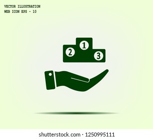 Olympic pedestal, the first, second, third place. Vector icon.