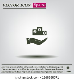 Olympic pedestal, the first, second, third place. Vector icon.