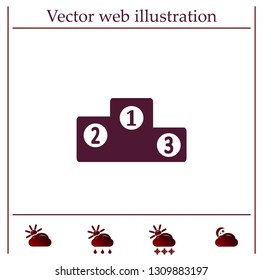 Olympic pedestal, the first, second, third place. Vector icon.