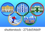 The Olympic rings as frames for Milan