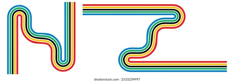 Juegos de carretera olímpicos vacíos con colou anillo olímpico. Ilustración vectorial.