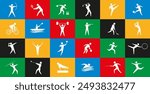 Olympic sports icons , vector isolated pictograms on colorful background