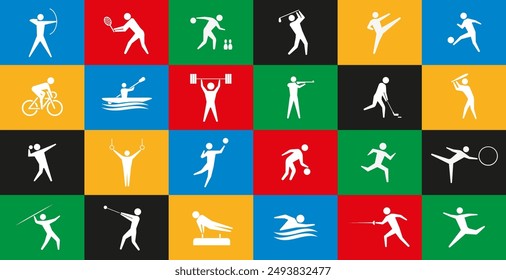 Olympic sports icons , vector isolated pictograms on colorful background