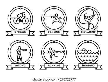 Olympic Sports Stroke Icons Set