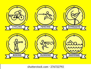 Olympic Sports Stroke Icons Set