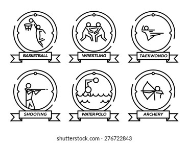 Olympic Sports Stroke Icons Set