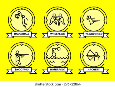 Olympic Sports Stroke Icons Set