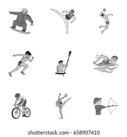 Olympic sports. Winter and summer sports. A set of pictures about athletes.Olympic sports icon in set collection on monochrome style vector symbol stock illustration.