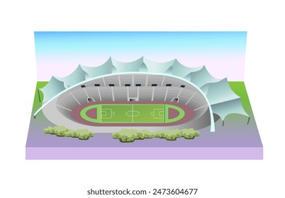 Olympic stadium in Munich (Germany). Isometric drawing on white background. Vector 3d illustration