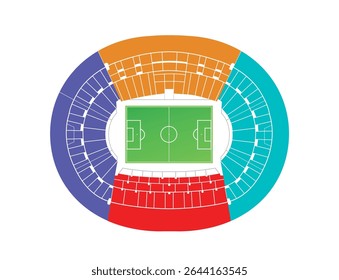 Olympic stadium in Rome (Italy) scheme. Football stadium map. Vector education art illustration