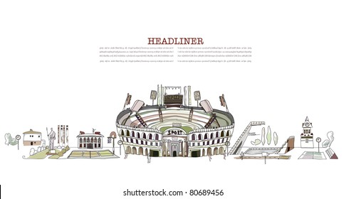 Olympic Stadium And Sport Grounds Illustration