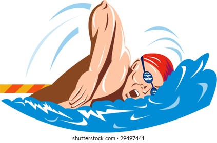 Olympic Swimmer Swimming Freestyle