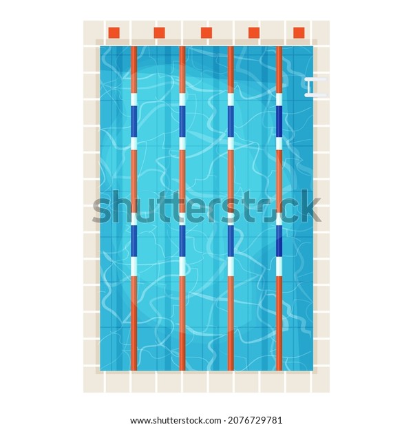 Olympic\
swimming pool top view with clean with blue water in cartoon style\
isolated on white background. vector\
illustration