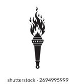 Olympic Torch Fire Flame Silhouette Vector Illustration for Ceremony Symbol