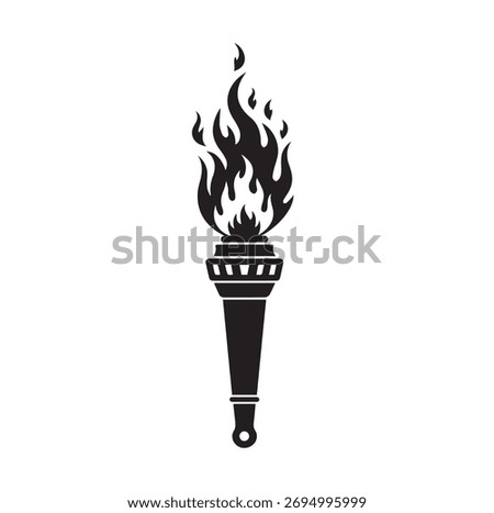 Olympic Torch Fire Flame Silhouette Vector Illustration for Ceremony Symbol