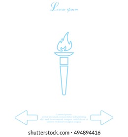 Olympic Torch flame line icon