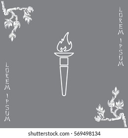 Olympic Torch flame line icon