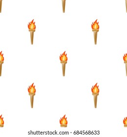 Olympic torch icon in cartoon style isolated on white background. Greece symbol stock vector illustration.