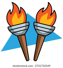 Olympic torch ignition flame transfer vector illustration isolated