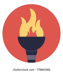 An olympic torch, inauguration of olympic games symbolic, flat vector icon