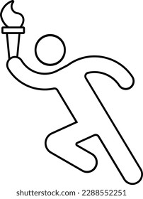 Olympic torch run runner running man dynamic Outline