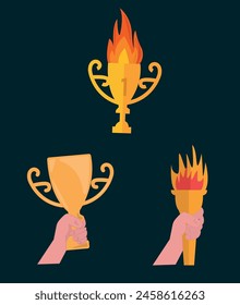 Olympic vector illustrations. Olympic icons, medals and torch vector set