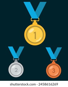 Olympic vector illustrations. Olympic icons, medals and torch vector set