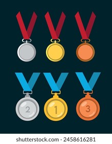 Olympic vector illustrations. Olympic icons, medals and torch vector set