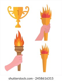 Olympic vector illustrations. Olympic icons, medals and torch vector set