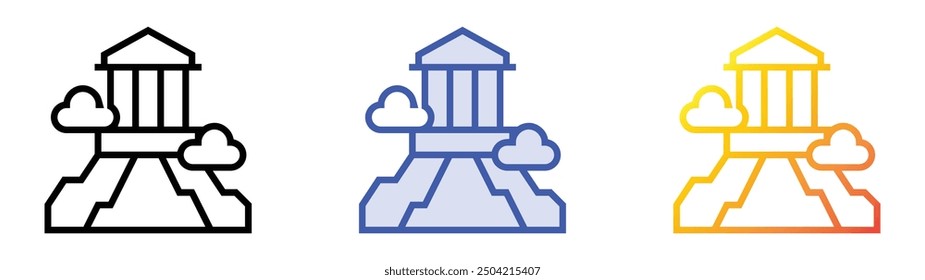 olympus icon. Linear, Blue Fill and Gradient Style Design Isolated On White Background