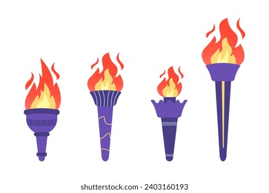 Olympus torch with fire flat style