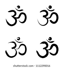 Om (Aum) brush symbol. Om (Aum) grunge style. Om (Aum) ink icon.